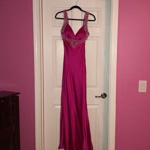 Pink beaded prom dress